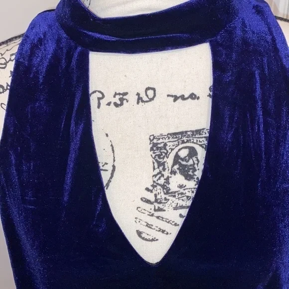 Lulu’s Navy Velour Style Dress Size Medium New - Picture 2 of 10